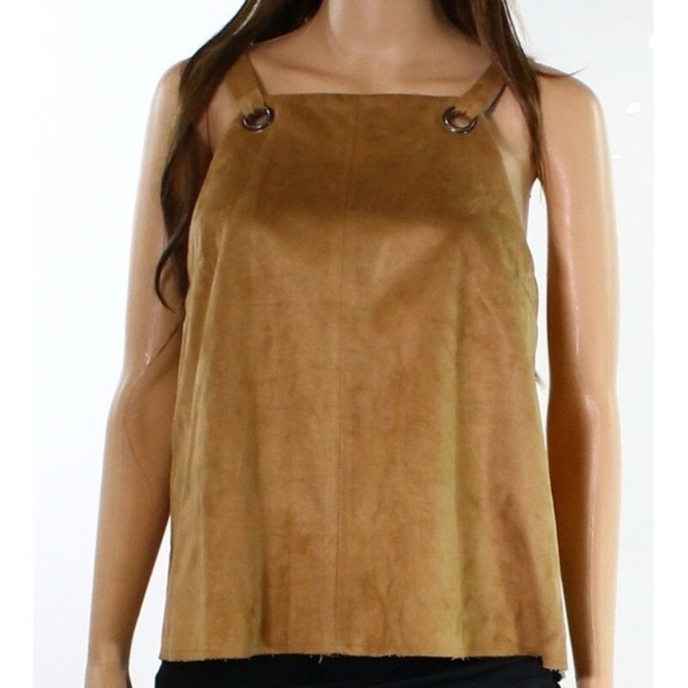 Topshop camel Suede Top